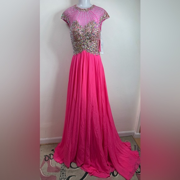 (W0) NWT Tiffany Designs Pink Evening Gown, size 8, Style #16126 - Picture 6 of 16